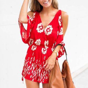 Revolve Red Floral Romper